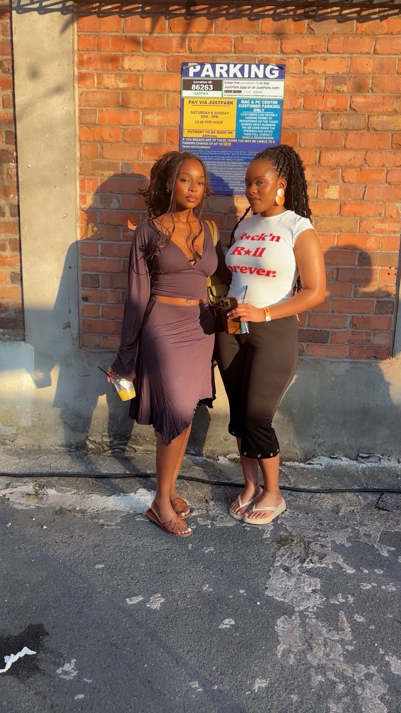 Us dressed up together in the golden evening light
